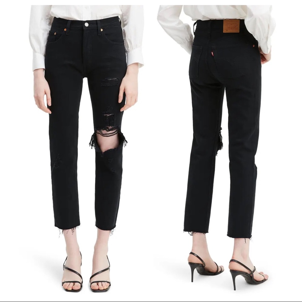 Levi’s | 501 High Waist Ripped Crop Straight Jeans